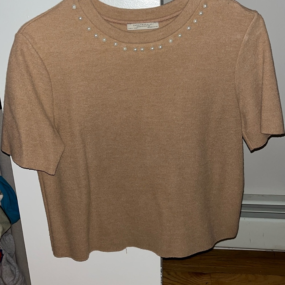 Zara shirt w pearls